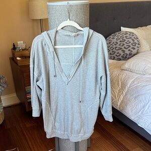 Free People Light Gray Hooded Sweatshirt